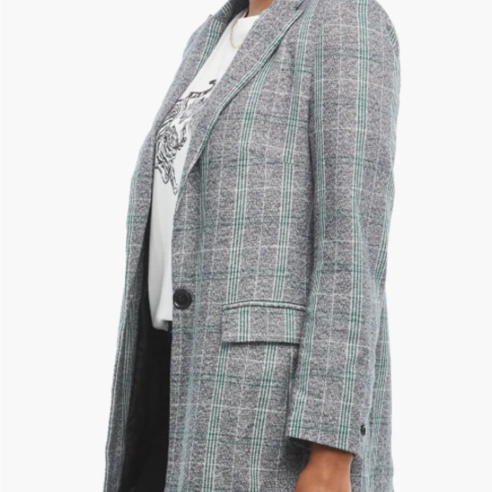 Women's Able Vaudie Structured Gray Plaid Blazer Jacket Large